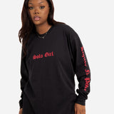 Solo Girl Long Sleeve T Shirt With Safari Print In Black - Liquor n Poker
