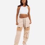 Stone & Beige Tech Utility Straight Leg Cargos - Liquor n Poker