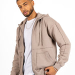Stone Grey Utility Frayed Seams Hoodie - Liquor n Poker