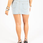 Stonewash Denim Diamante Embellished Skirt - Liquor n Poker