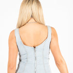 Stonewash Denim Diamante Embellished Top - Liquor n Poker