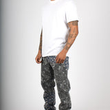 Straight Leg Denim Jeans In Black Paisley - Liquor n Poker