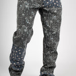 Straight Leg Denim Jeans In Black Paisley - Liquor n Poker