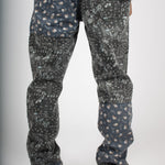 Straight Leg Denim Jeans In Black Paisley - Liquor n Poker