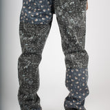Straight Leg Denim Jeans In Black Paisley - Liquor n Poker
