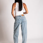 Straight Leg Eyelet Detail Jeans in Stonewash - Liquor n Poker