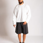 Stud Detail Denim Jorts in Black - Liquor n Poker