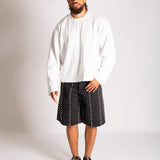 Stud Detail Denim Jorts in Black - Liquor n Poker