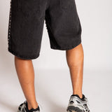 Stud Detail Denim Jorts in Black - Liquor n Poker