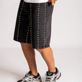 Stud Detail Denim Jorts in Black - Liquor n Poker