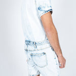 Tennessee Denim Overall Shorts In Cloud Wash - Liquor n Poker