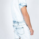 Tennessee Denim Overall Shorts In Cloud Wash - Liquor n Poker