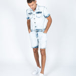 Tennessee Denim Overall Shorts In Cloud Wash - Liquor n Poker