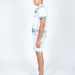 Tennessee Denim Overall Shorts In Cloud Wash - Liquor n Poker