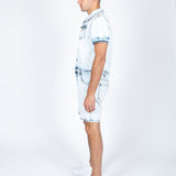 Tennessee Denim Overall Shorts In Cloud Wash - Liquor n Poker
