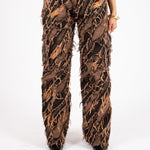 Tie - Dye Orange Mid - Rise Raw Edge Baggy Jean - Liquor n Poker