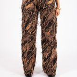 Tie - Dye Orange Mid - Rise Raw Edge Baggy Jean - Liquor n Poker