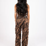 Tie - Dye Orange Mid - Rise Raw Edge Baggy Jean - Liquor n Poker