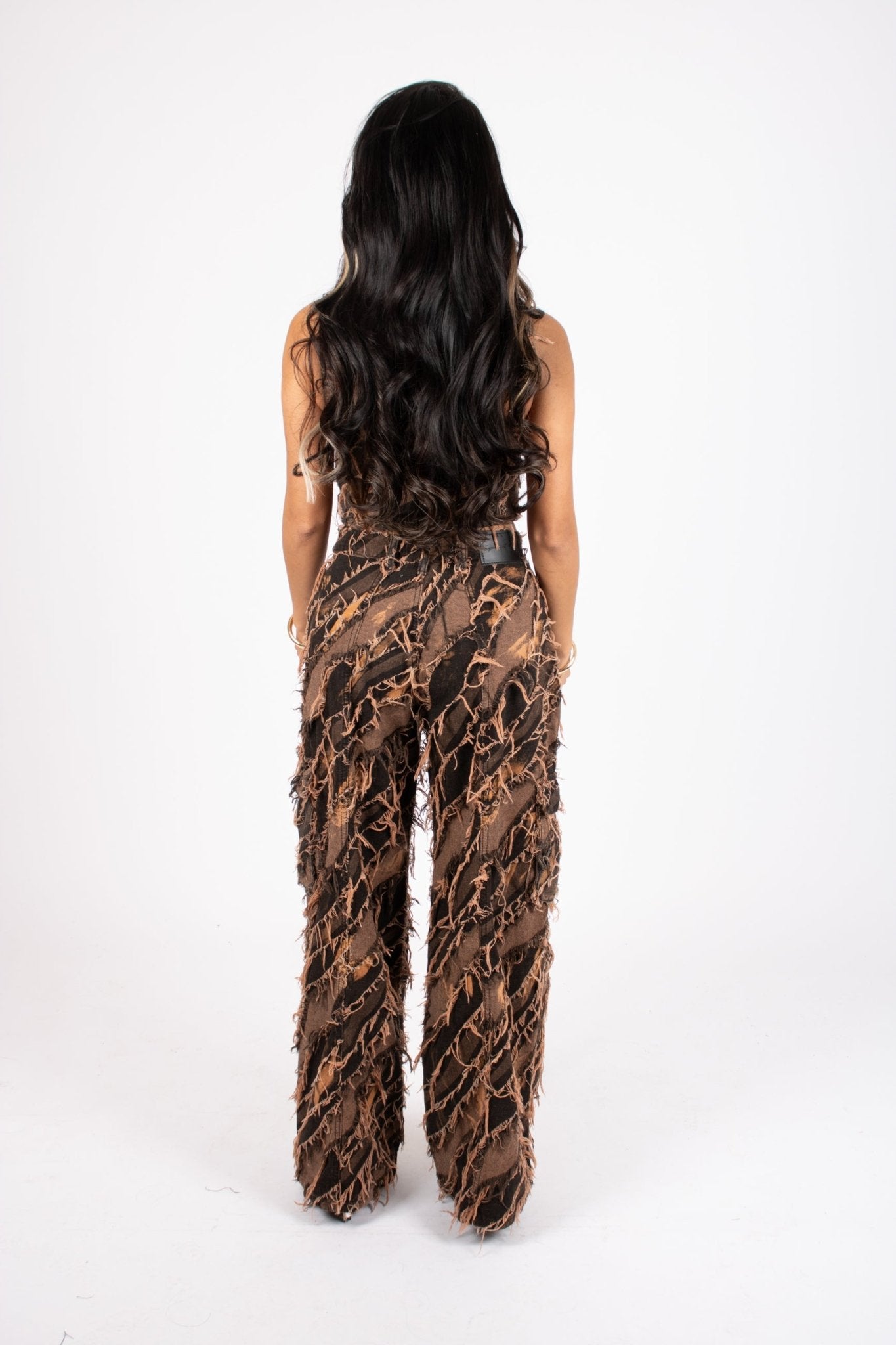 Tie - Dye Orange Mid - Rise Raw Edge Baggy Jean - Liquor n Poker