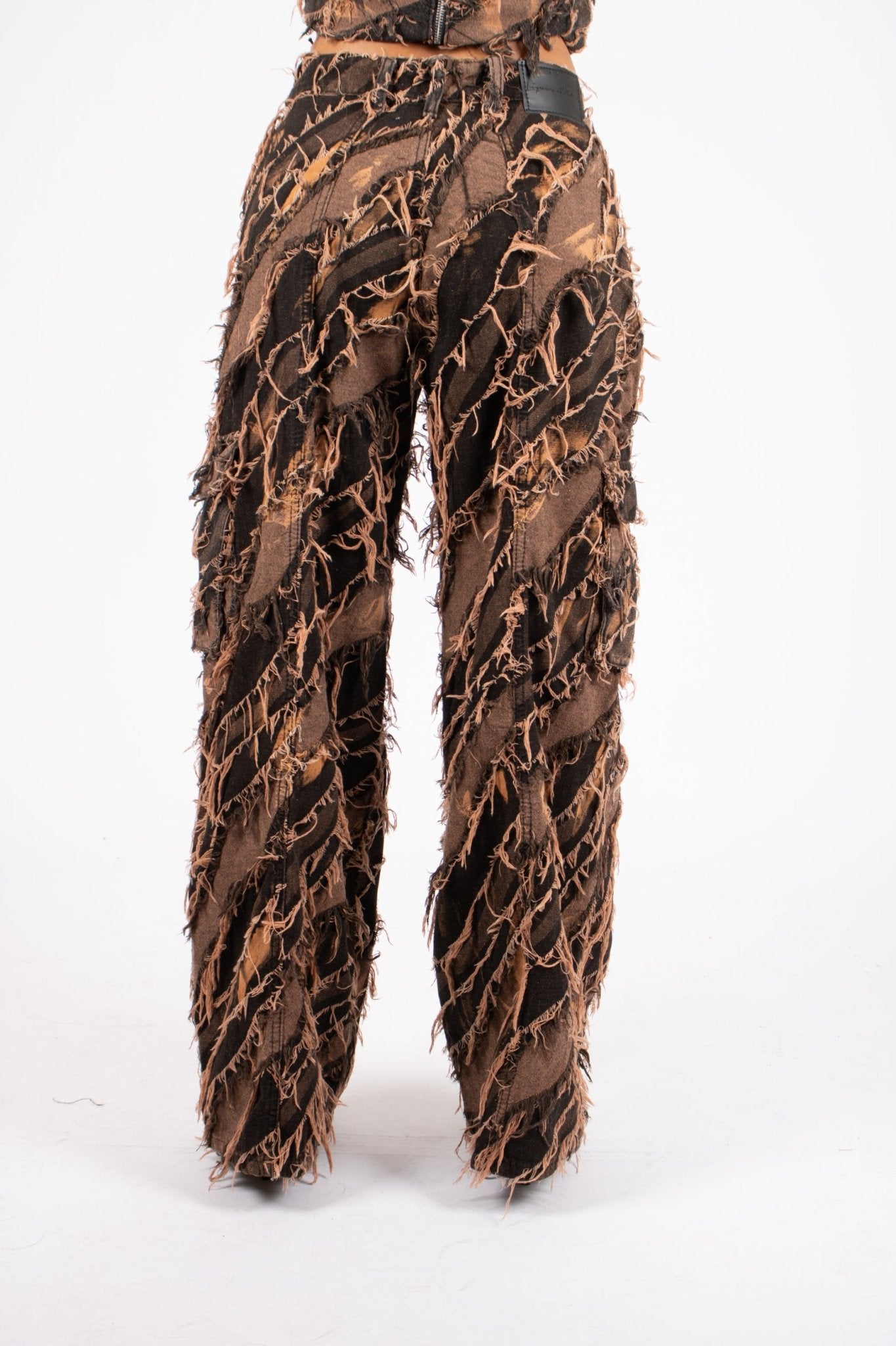 Tie - Dye Orange Mid - Rise Raw Edge Baggy Jean - Liquor n Poker