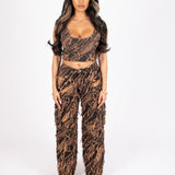 Tie - Dye Orange Mid - Rise Raw Edge Baggy Jean - Liquor n Poker