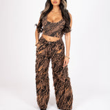 Tie - Dye Orange Raw Edge Denim Corset - Liquor n Poker