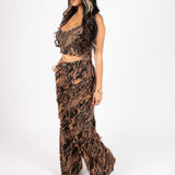 Tie - Dye Orange Raw Edge Denim Corset - Liquor n Poker