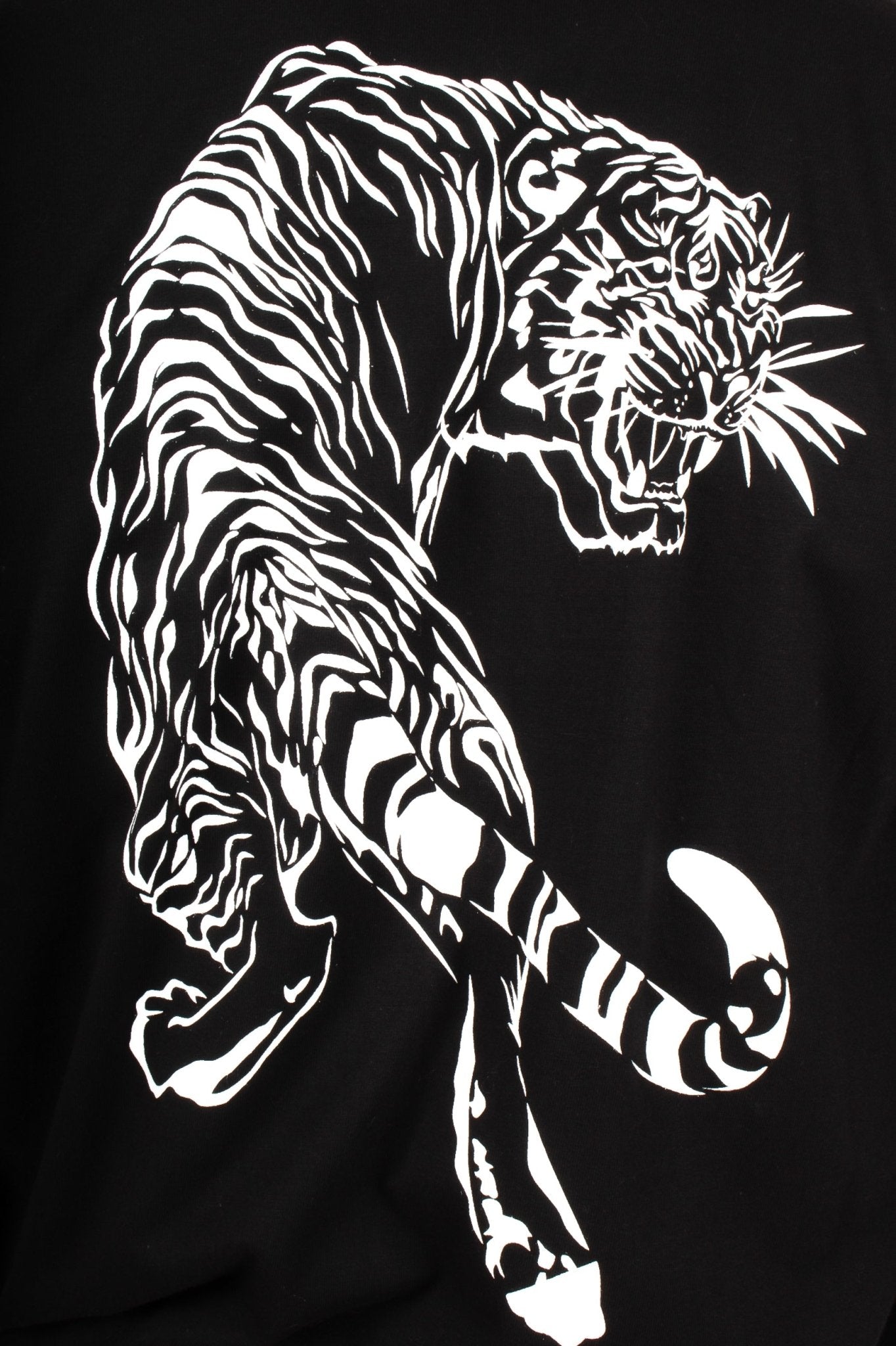 Tiger Print Long Sleeve Black T-Shirt - Liquor n Poker