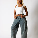 Tinted Wash Textured Denim Horseshoe Jeans - Liquor n Poker