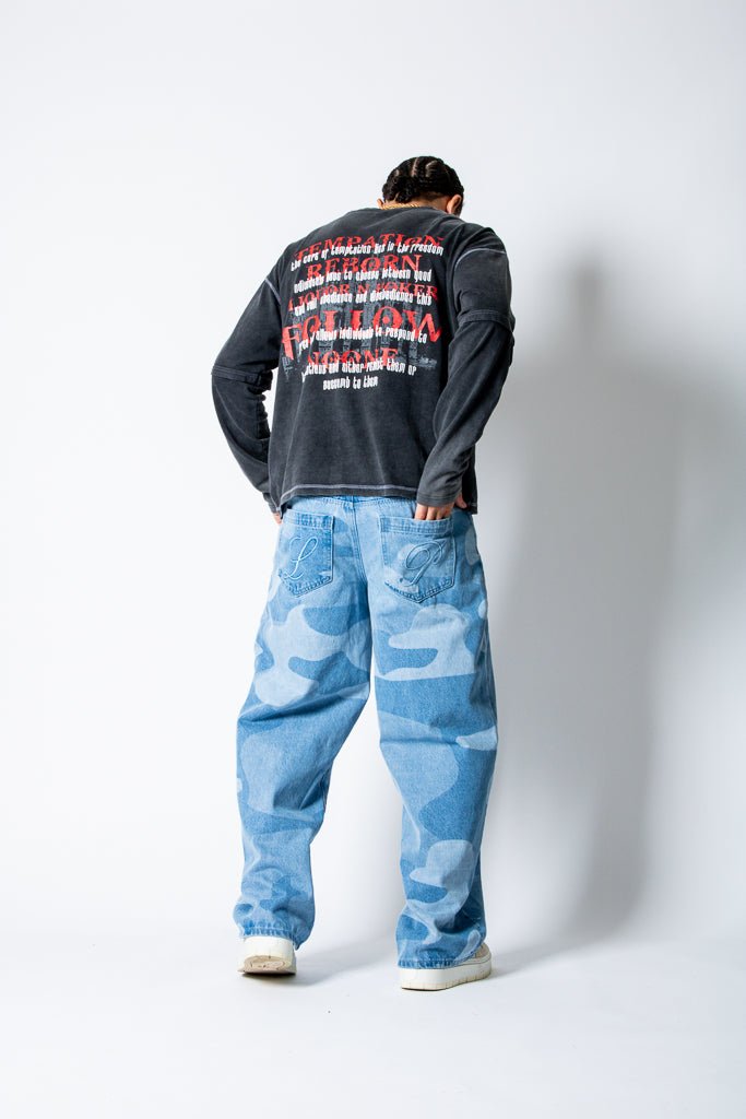 Tonal Camo Super Baggy Jeans - Liquor n Poker