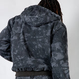 Tree Camo Hooded Denim Padded Jacket In Acid Tonal Black - Liquor n Poker