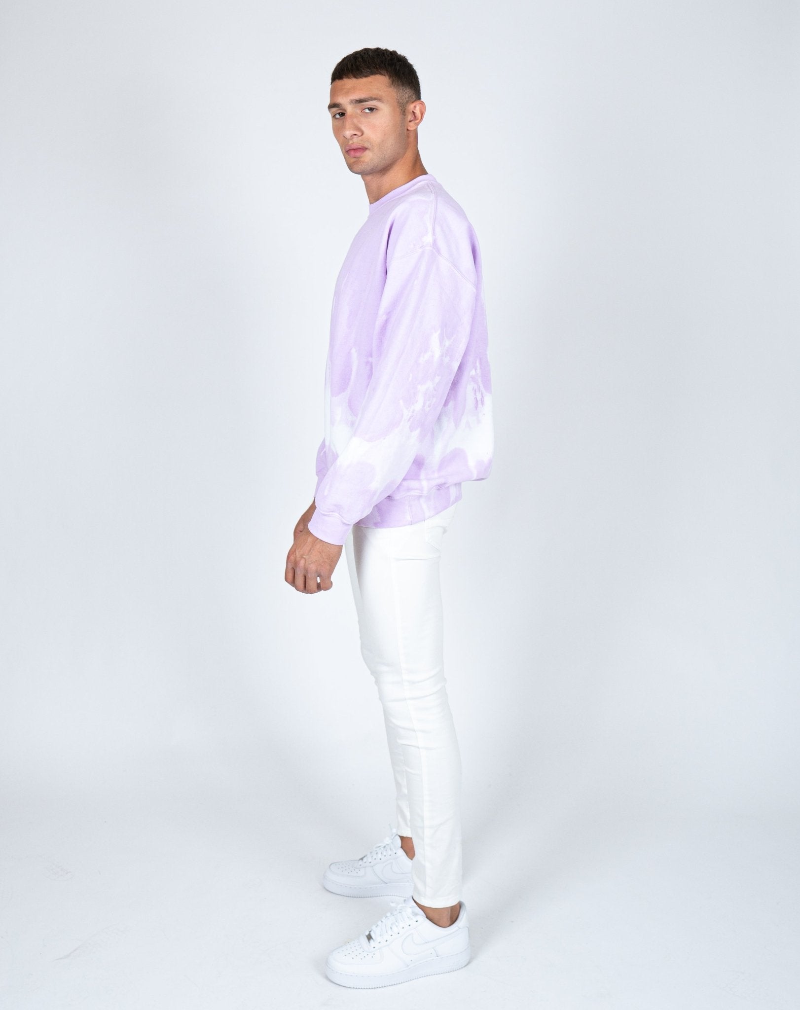 Unisex Candy Sweatshirt With Tie Dye Stripe In Lilac - Liquor n Poker