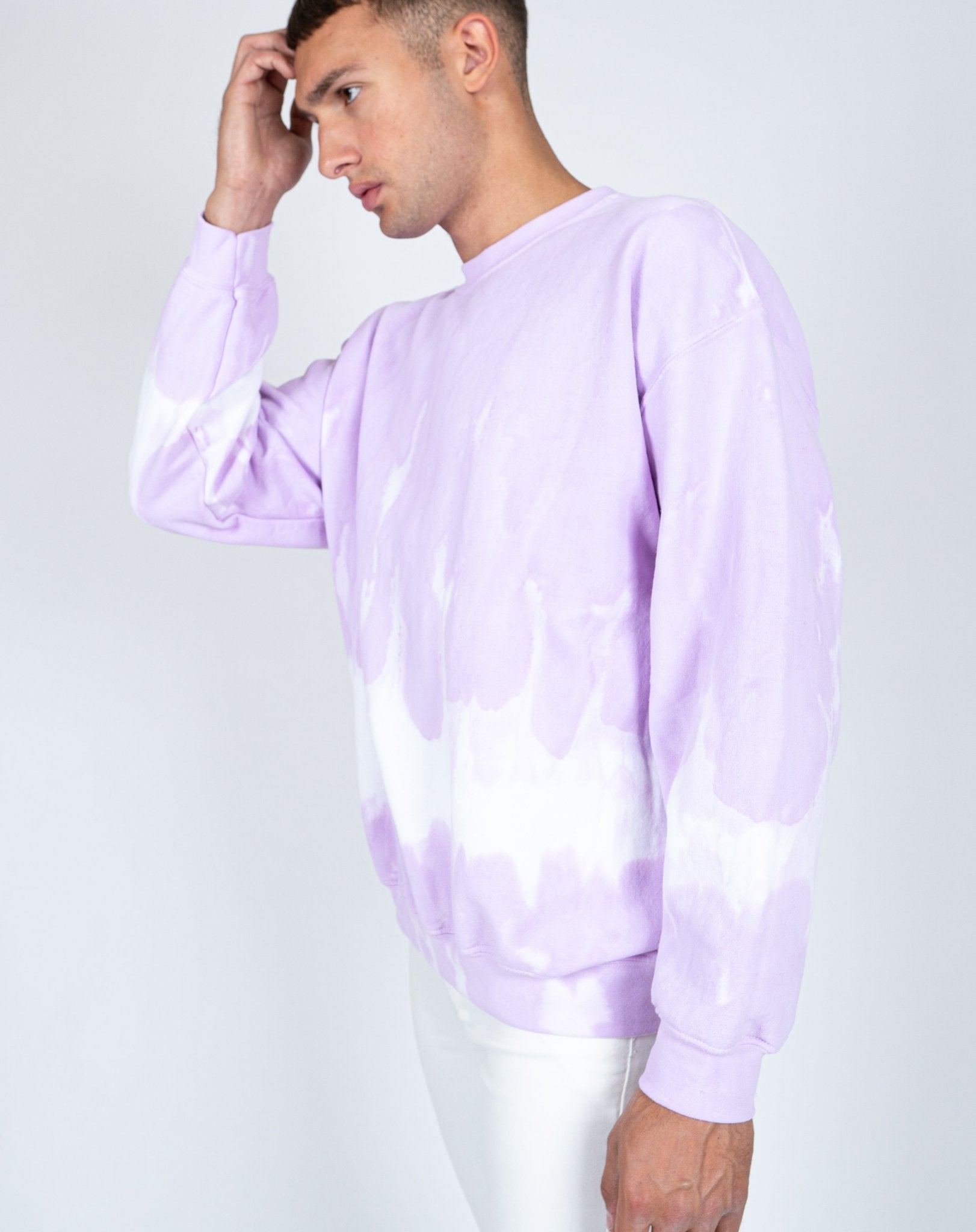 Unisex Candy Sweatshirt With Tie Dye Stripe In Lilac - Liquor n Poker