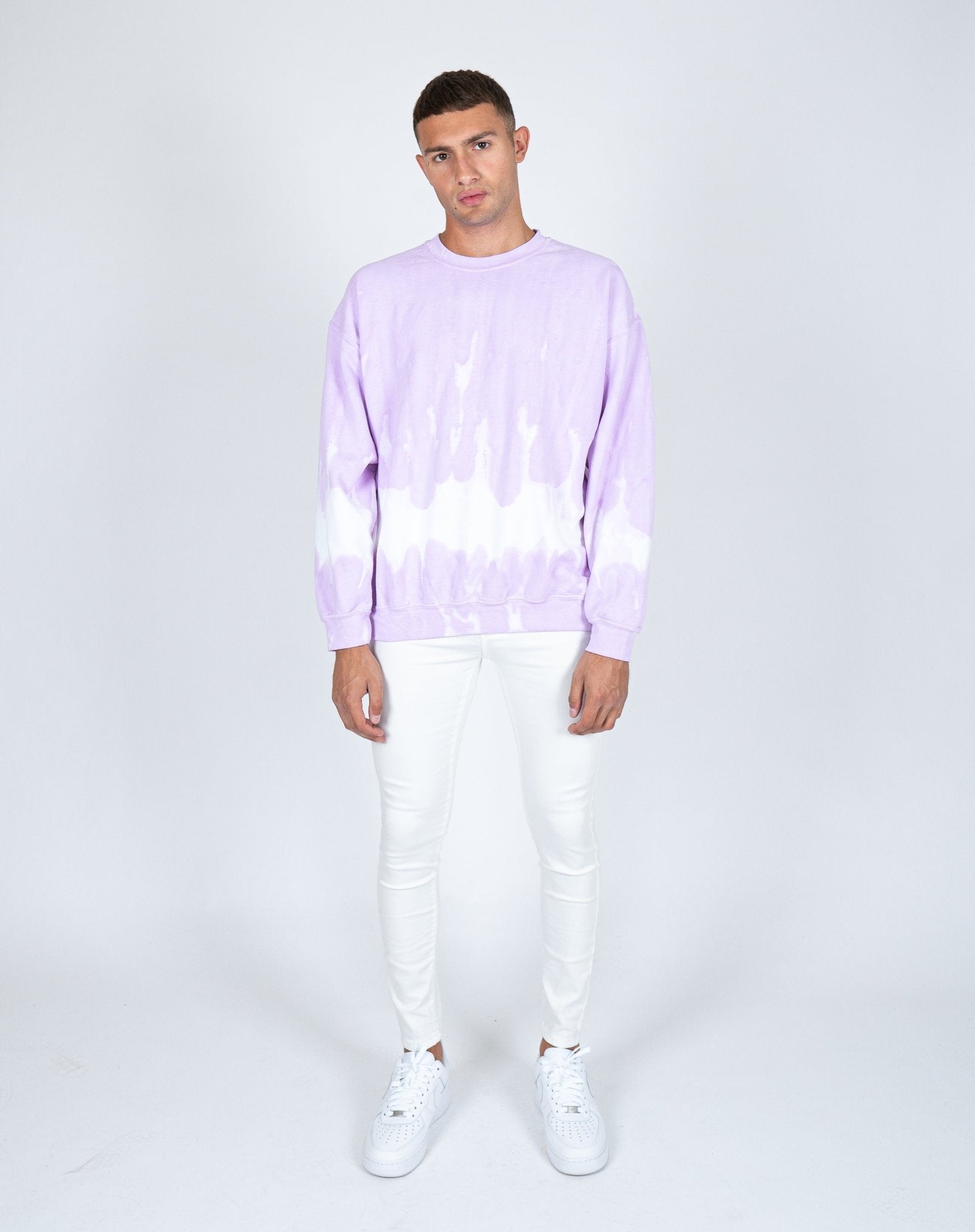 Unisex Candy Sweatshirt With Tie Dye Stripe In Lilac - Liquor n Poker