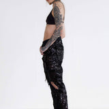Bitchin Boyfriend Jeans With All Over Embellished Black Sequin