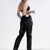 Bitchin Boyfriend Jeans With All Over Embellished Black Sequin