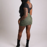 Utility Pocket Denim Mini Skirt In Khaki - Liquor n Poker