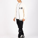 Varsity Knitted Cardigan In Off White - Liquor n Poker