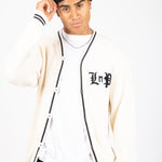 Varsity Knitted Cardigan In Off White - Liquor n Poker