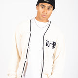 Varsity Knitted Cardigan In Off White - Liquor n Poker