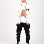 Varsity Knitted Cardigan In Off White - Liquor n Poker
