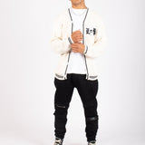 Varsity Knitted Cardigan In Off White - Liquor n Poker