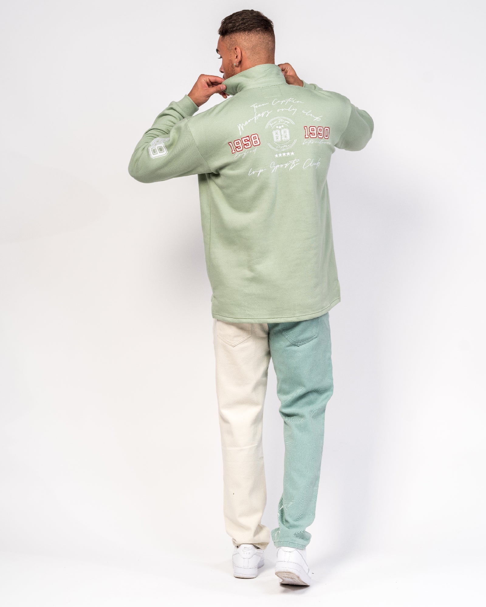 Varsity Rubgy Shirt With Club Embroidery In Sage - Liquor n Poker