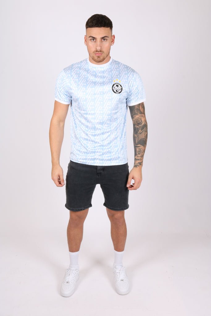 Vintage Football Shirt Members Only Club Jersey In Baby Blue - Liquor n Poker