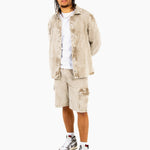 Washed Acid Beige Corduroy Relaxed Shirt - Liquor n Poker