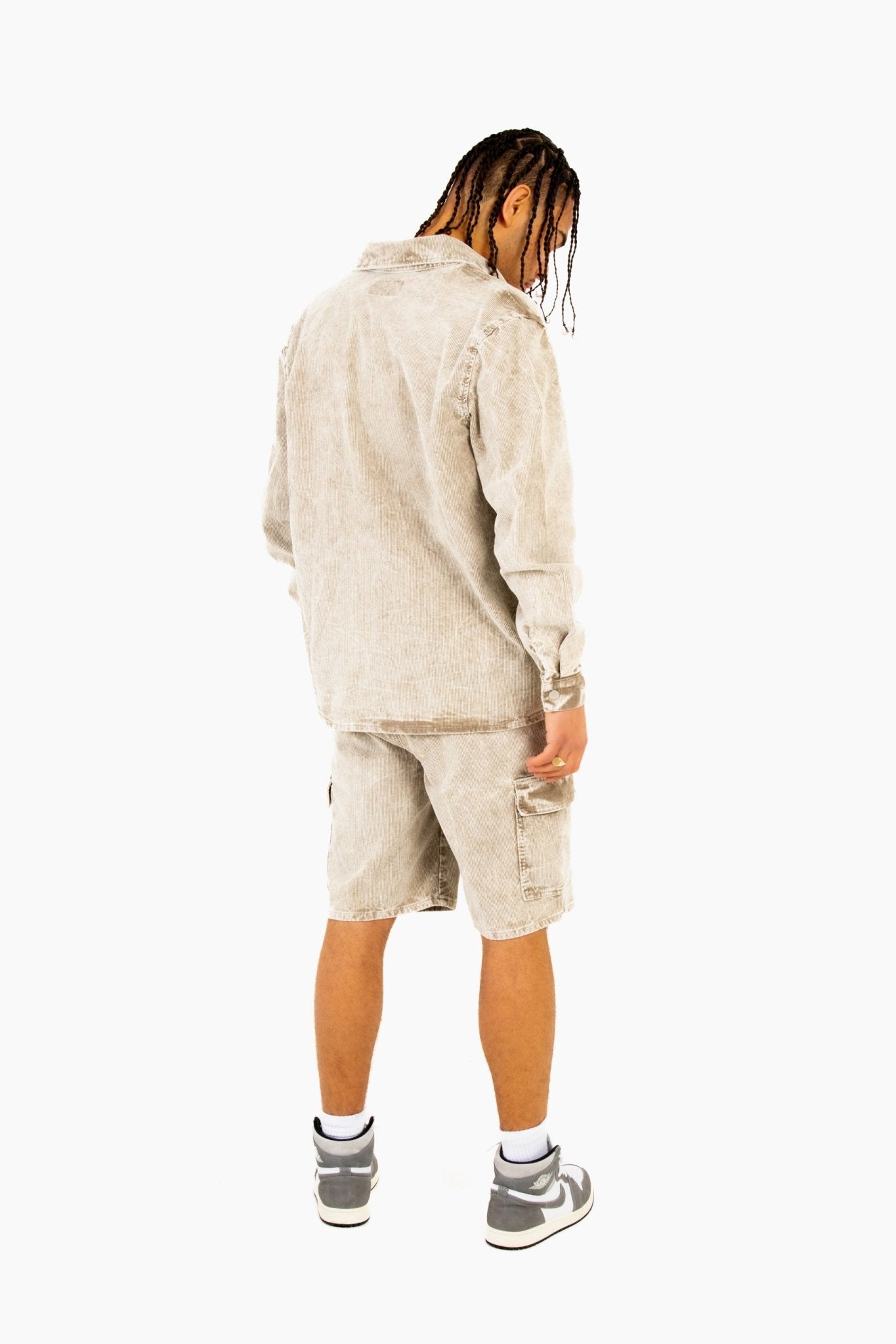 Washed Acid Beige Corduroy Relaxed Shirt - Liquor n Poker