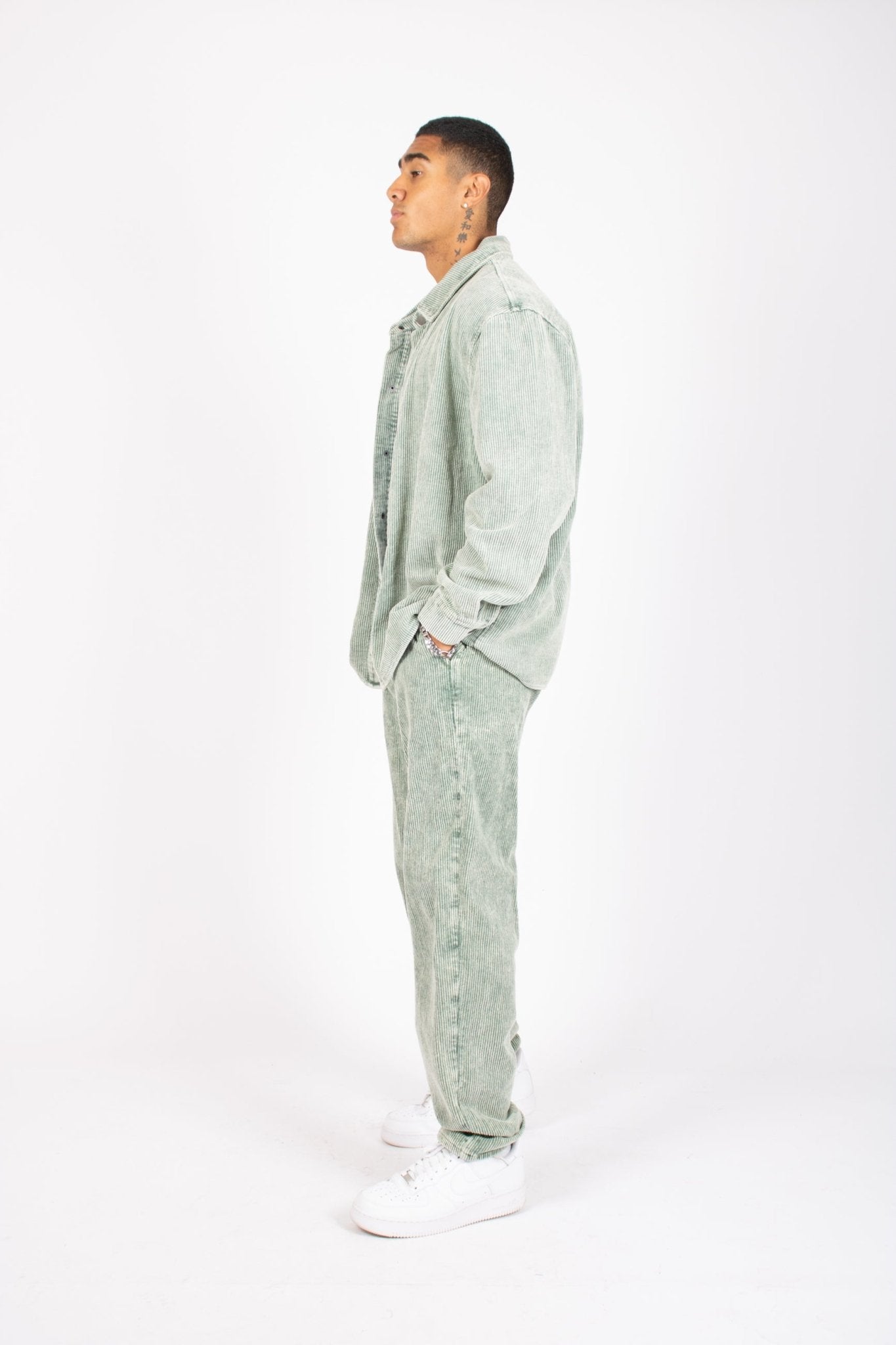 Washed Acid Green Corduroy Relaxed Shirt - Liquor n Poker