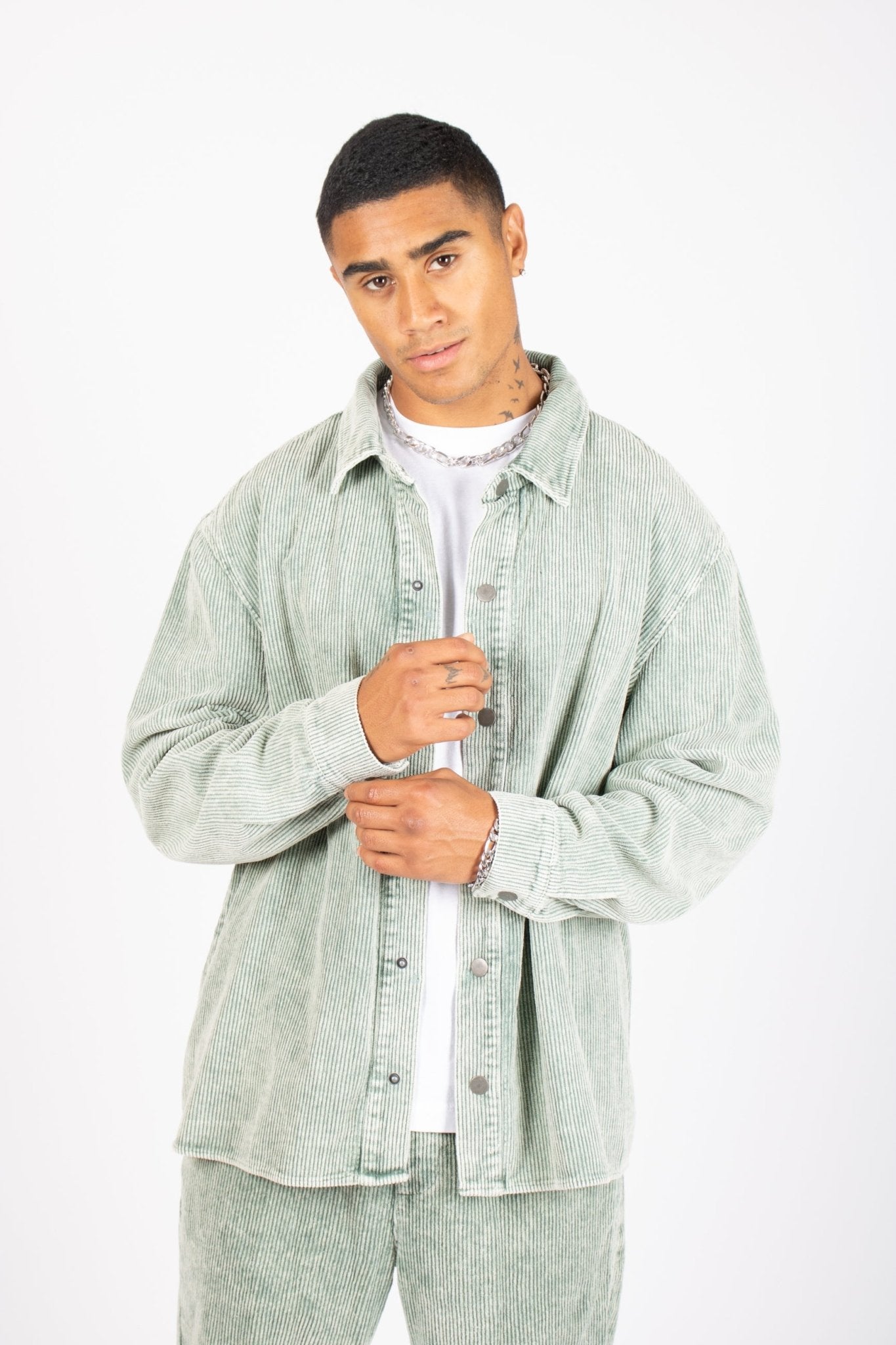 Washed Acid Green Corduroy Relaxed Shirt - Liquor n Poker