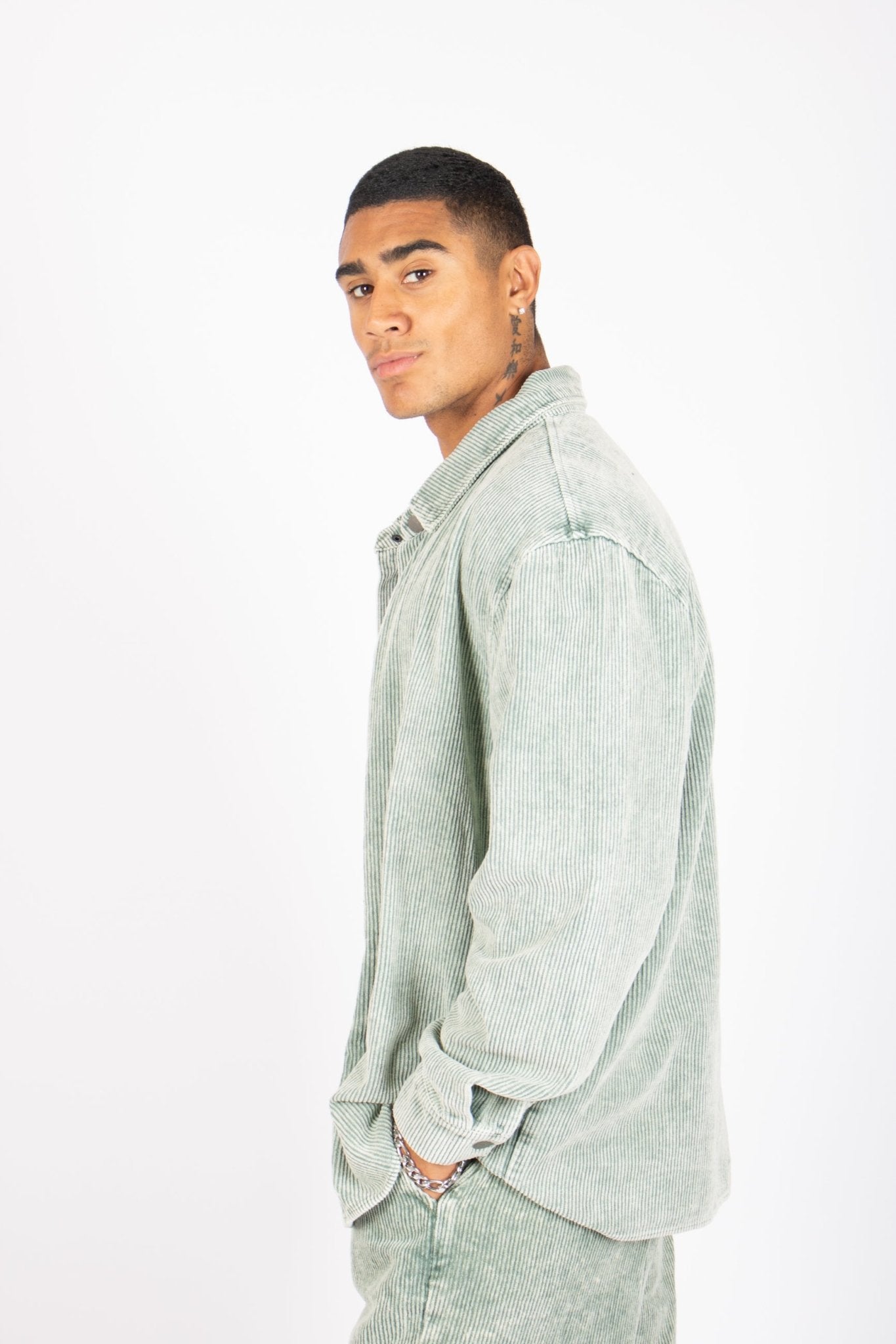 Washed Acid Green Corduroy Relaxed Shirt - Liquor n Poker