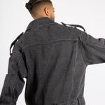 Washed Black Biker Jacket Oversized - Liquor n Poker